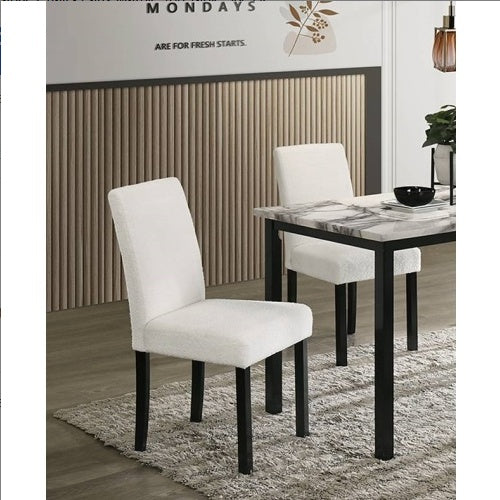 Viva Aria White Wool Fabric Dining Ensemble