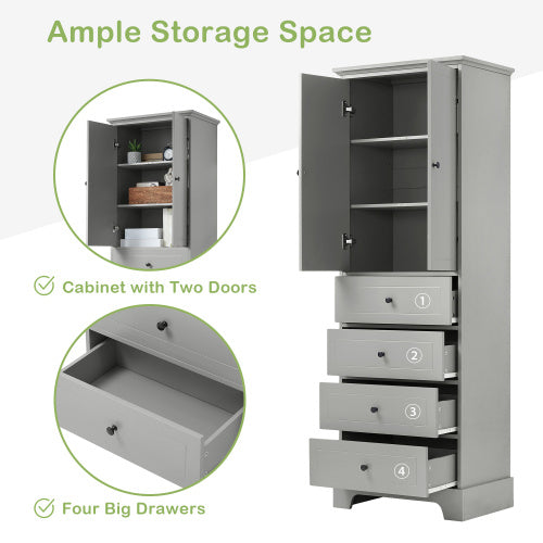 Viva Smart Living Collection: Dual-Door & Quad-Drawer Cabinet