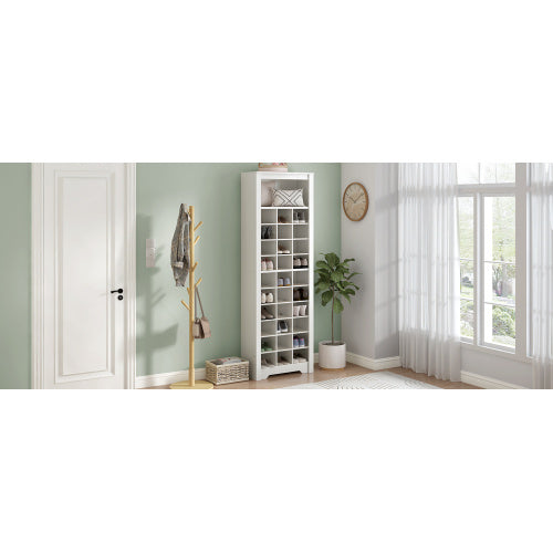 Stylish Design 30 Shoe Cabinet Console, Modern Shoe Cabinet, Multiple Storage Capacity, Self-standing High Cabinet, Suitable For Hallway, Bedroom, White
