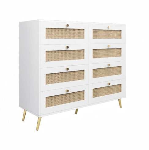 Viva Elite White Rattan 8-Drawer Chest Collection - The Future of Textural Elegance
