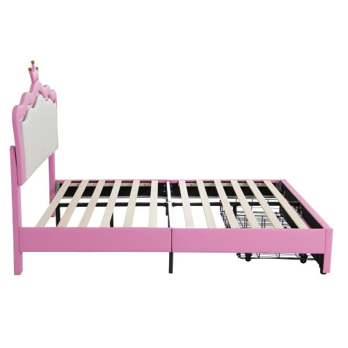 Viva Astrid Full-Size Upholstered Bed Frame with LED & Storage
