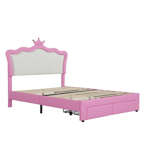 Viva Astrid Full-Size Upholstered Bed Frame with LED & Storage