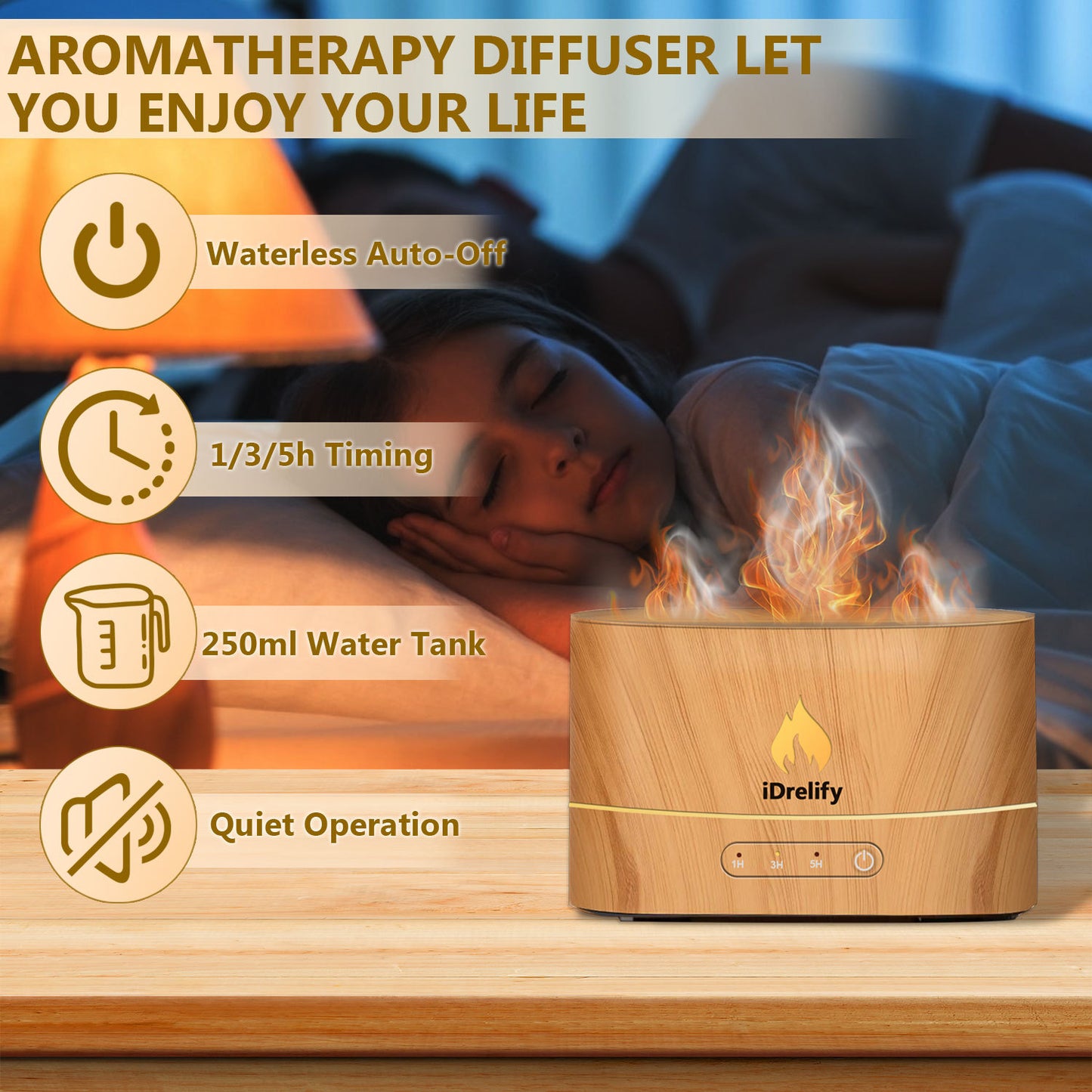 Flame Aroma Diffuser | Stylish Essential Oil Diffuser for Home & Office | Relaxing Aromatherapy & LED Flame Effect