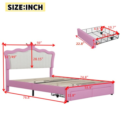 Viva Astrid Full-Size Upholstered Bed Frame with LED & Storage