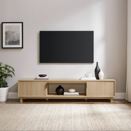 Viva Flûte 80″ Modern Fluted-Door TV Stand