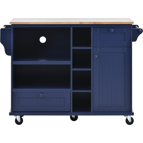 Viva Atelier Montmartre Kitchen Island Cart with Cabinet & Locking Wheels