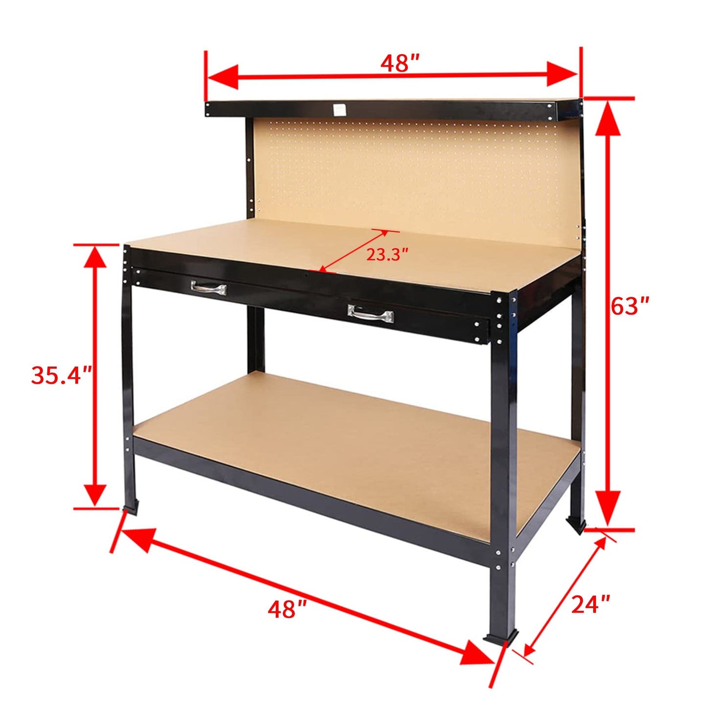 Viva Workshop Collection - Industrial-Style Rolling Workbench with Tool Storage
