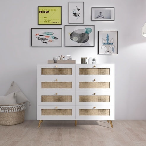 Viva Elite White Rattan 8-Drawer Chest Collection - The Future of Textural Elegance
