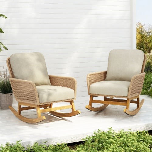 Viva Solace Ivory Wicker Rocking Chair