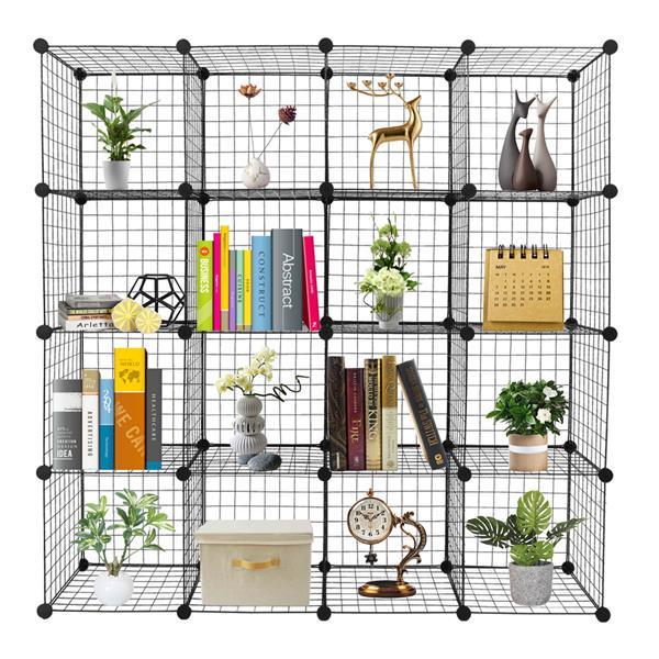 🗄️ Viva Essentials – 16-Grid Iron Mesh Material Storage Rack