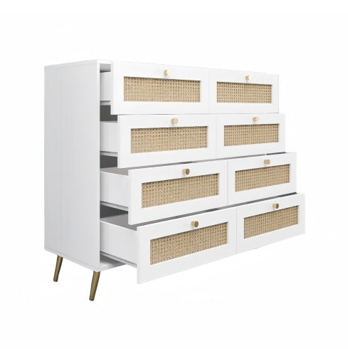 Viva Elite White Rattan 8-Drawer Chest Collection - The Future of Textural Elegance
