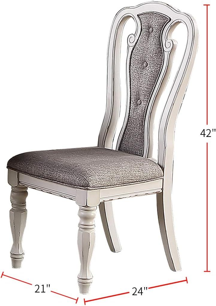 Viva Bellezza Grace Tufted Dining Chair Duo – Antique White (Set of 2)