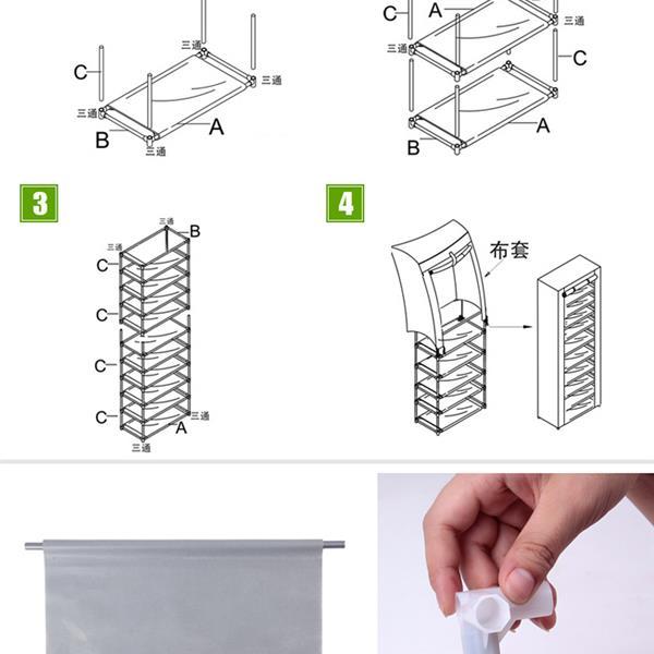 Viva Essentials – 10-Layer 9-Grid Shoe Cabinet with Dust Cover