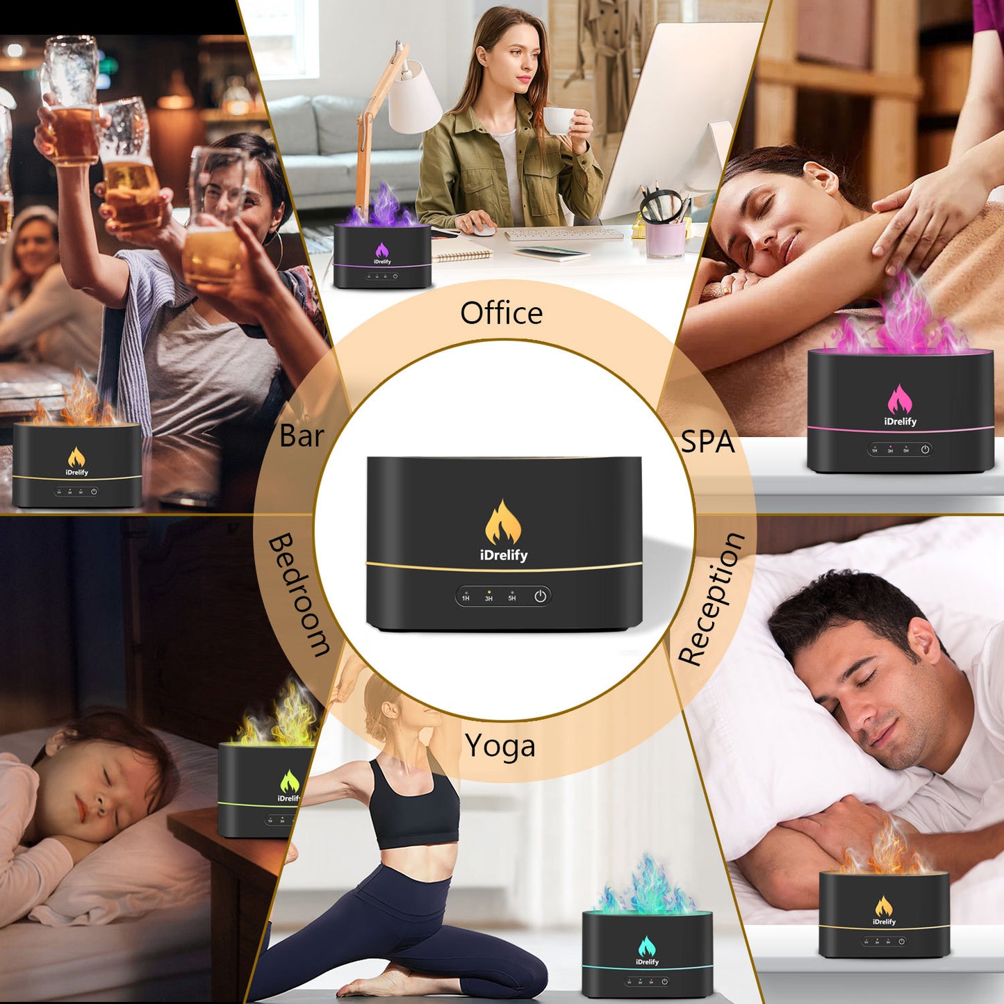 Flame Aroma Diffuser | Stylish Essential Oil Diffuser for Home & Office | Relaxing Aromatherapy & LED Flame Effect