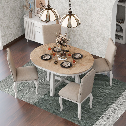 The Viva 5-Piece Farmhouse Dining Set – Where Rustic Charm Meets Urban Sophistication