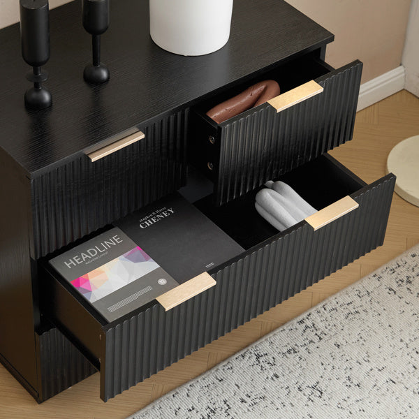 Viva Noir Vague Collection: Viva Noir Vague 4-Drawer Wave Nightstand