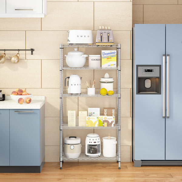 Viva Urbane Collection: Viva Urbane 5-Tier Silver Gray Metal Storage Rack