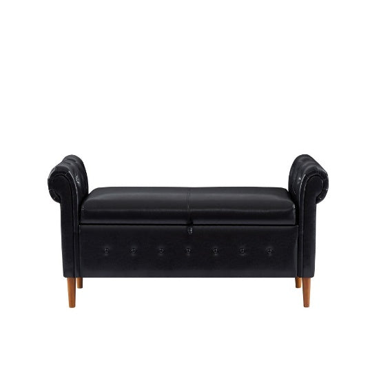 Viva Nexus Black Multifunctional Storage Rectangular Sofa Stool
