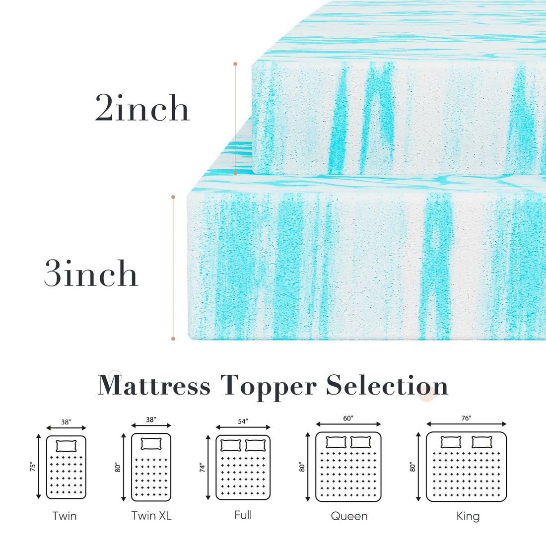 Memory foam mattress topper shown on a bed for comfort and fit guidance