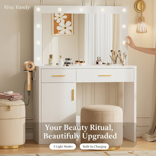 Viva Elite Makeup Vanity Table - Perfect Makeup Station Setup at Home