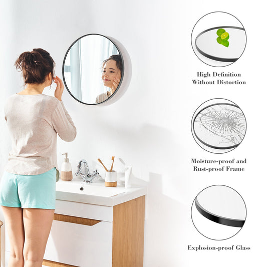Viva Elite Round Wall Mirror Black Gold - round mirror vs rectangular mirror comparison - lifestyle view