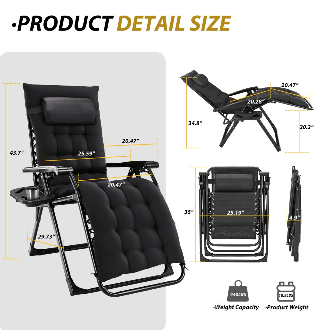 Zero gravity outdoor chair shown for a safe setup and reclining guide