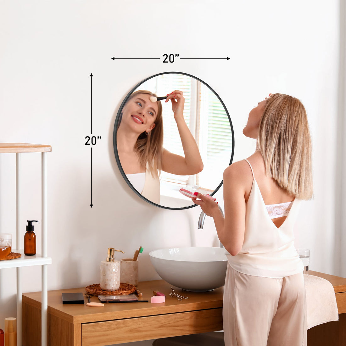 Viva Elite Round Wall Mirror Black Gold - how to hang a round wall mirror - installation guide view