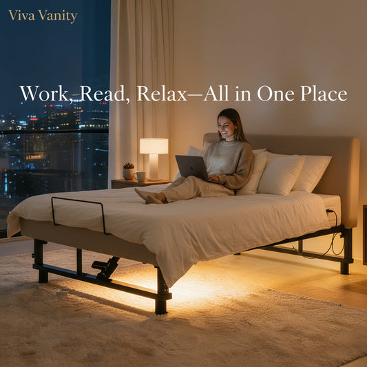 Viva Elite Adjustable Bed Base Frame Queen - Head Incline Adjustment - Bedroom View