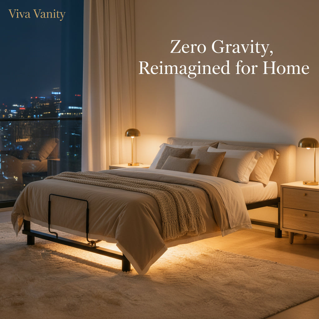 Viva Elite Adjustable Bed Base Frame Queen - Under-Bed Nightlight Night Routine - Lifestyle View