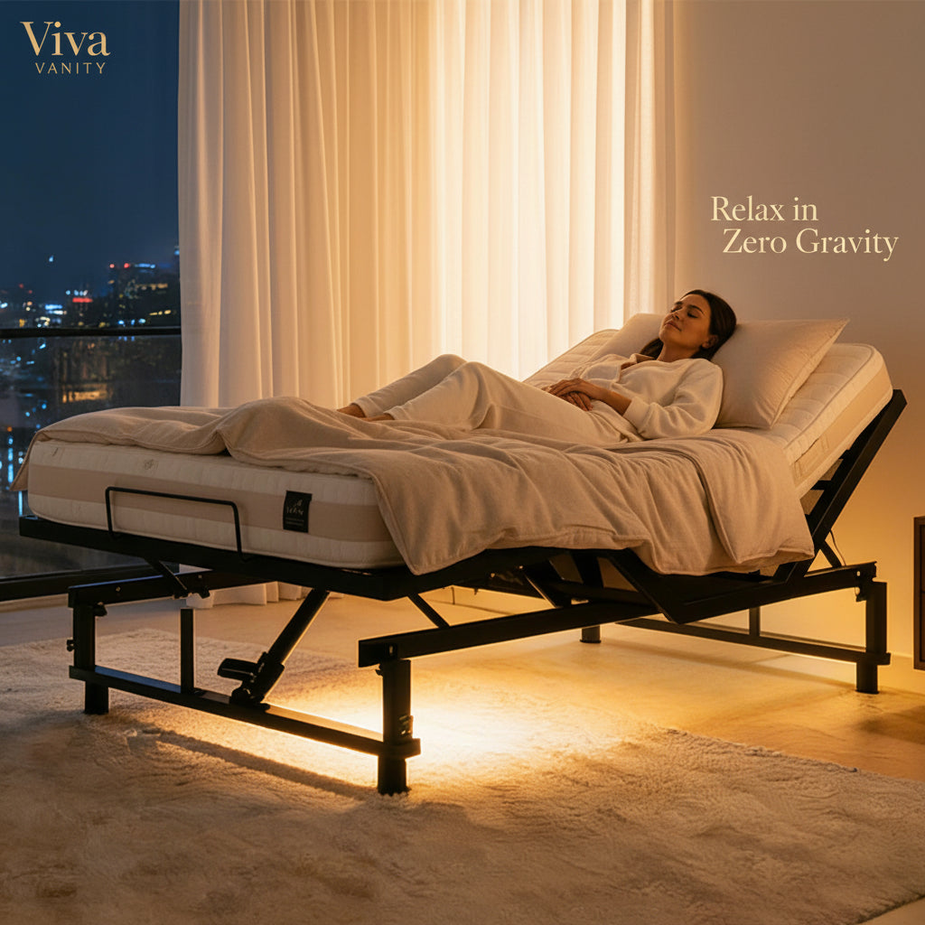 Viva Elite Adjustable Bed Base Frame Queen - Head Incline Position Couple - Lifestyle View