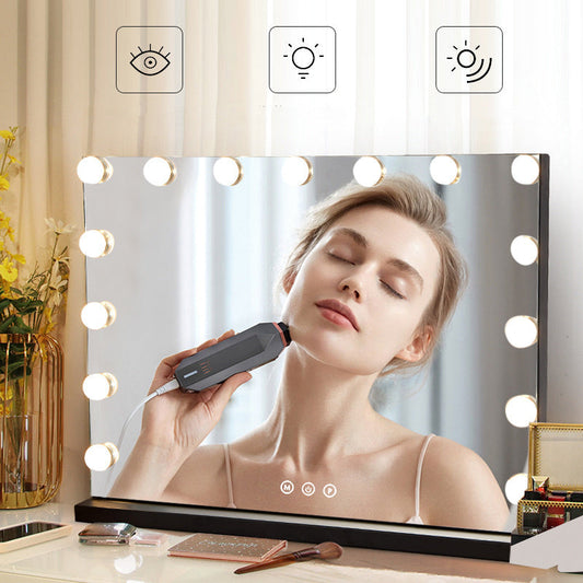 Square tabletop Hollywood-style LED vanity mirror