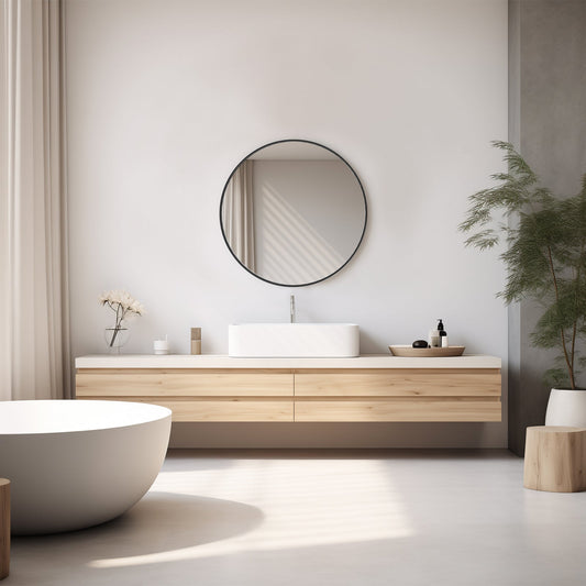 Viva Elite Round Wall Mirror Black Gold - summer home decor ideas with round mirrors - lifestyle hero view