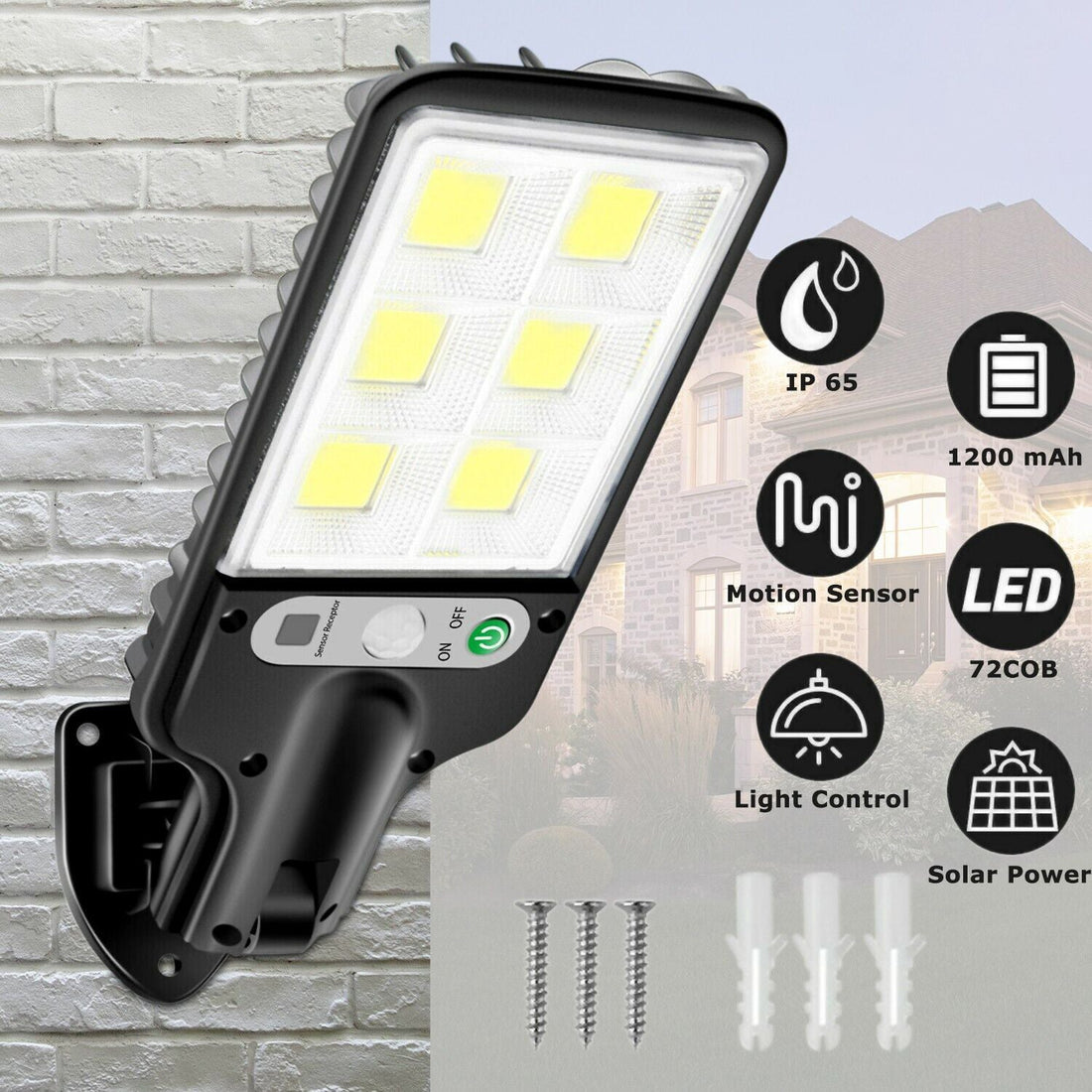 Viva Elite Solar Motion Sensor Security Light - features and specifications guide for outdoor use