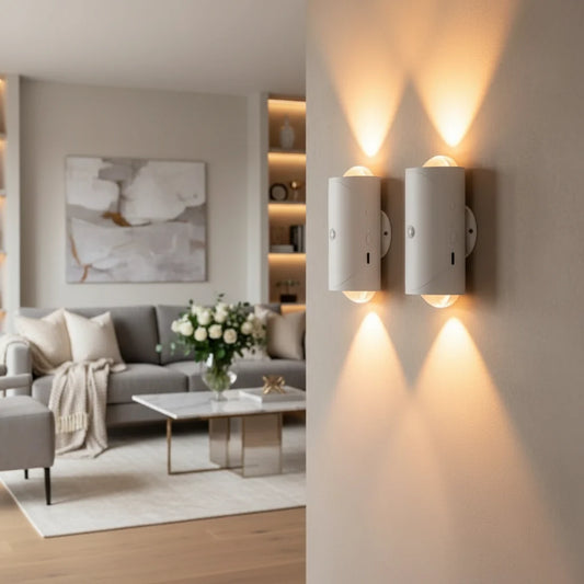 Rechargeable magnetic LED wall-light set with color-changing modes