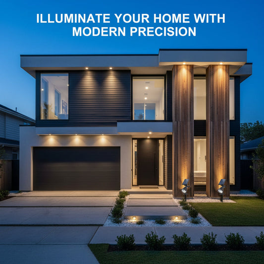 Solar landscape spotlights shown for placement and feature planning