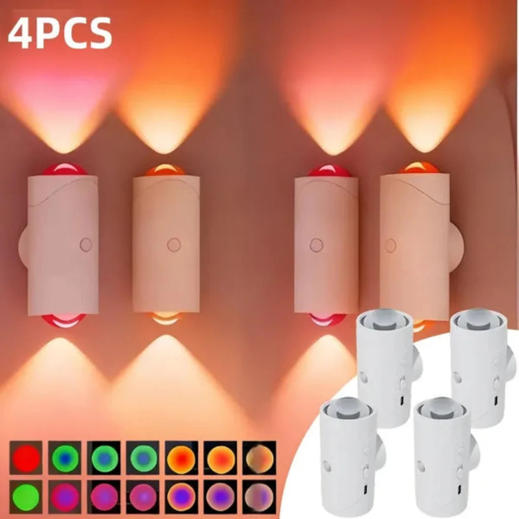 Rechargeable wall-light set with multiple color options