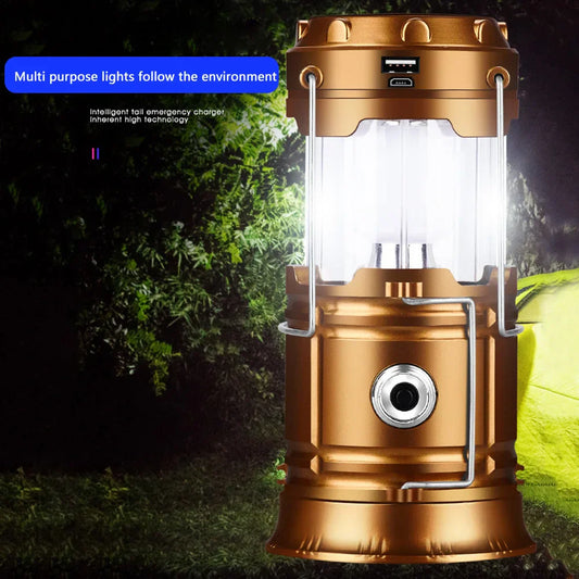 Telescopic emergency lantern held for feature and size comparison