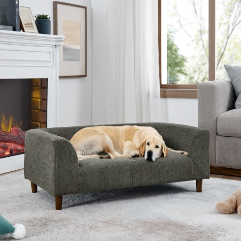 Dog sofa shown for size, access and care considerations