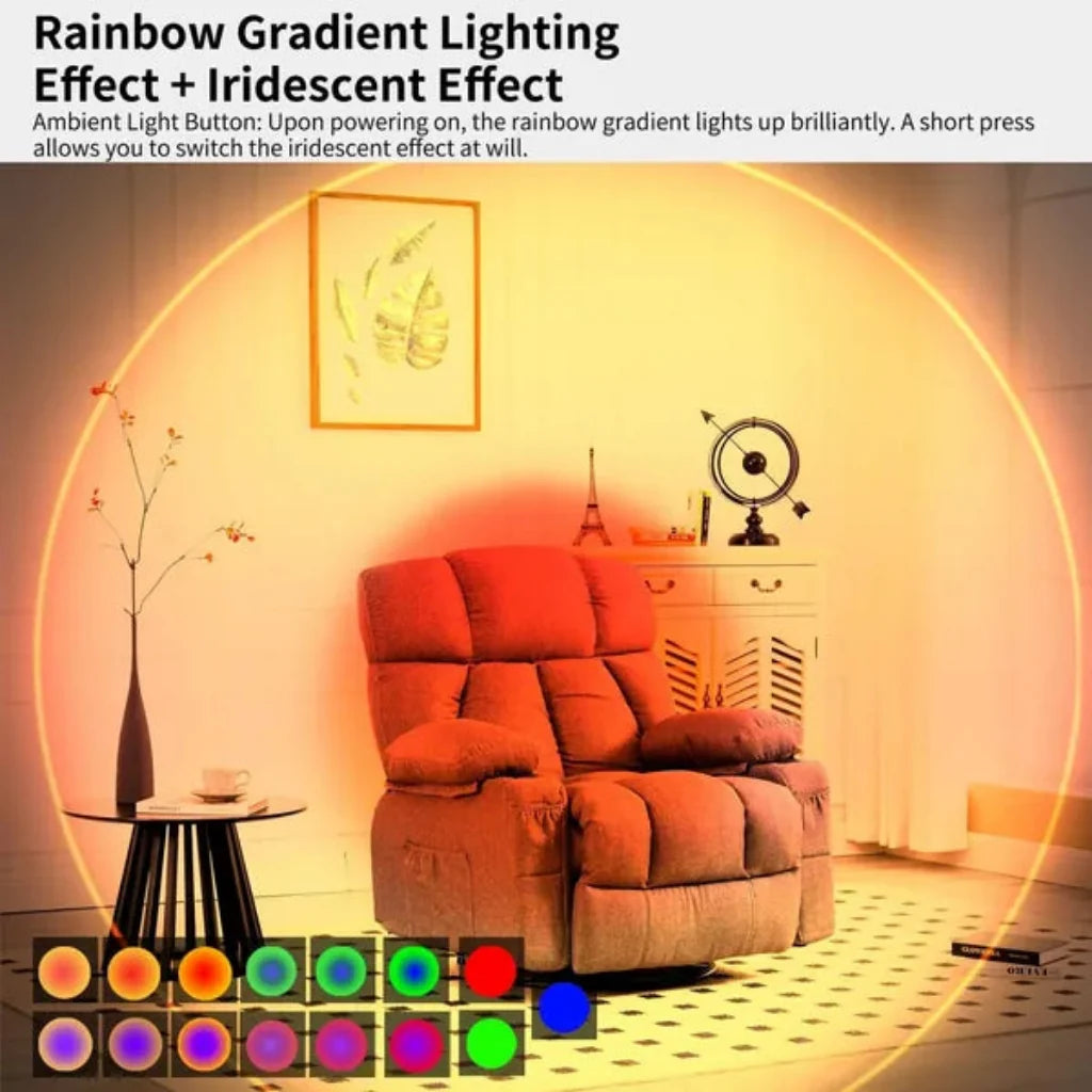 Rechargeable color-mode wall light adding ambient light to a living room