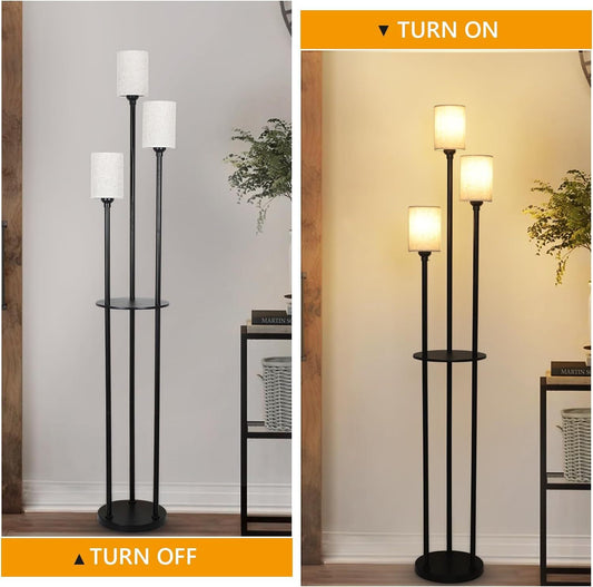 Shelf floor lamp in a reading corner for a spring home refresh