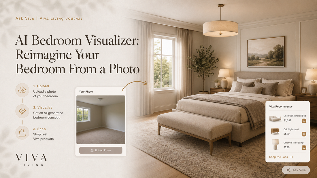 AI bedroom visualizer by Ask Viva using a bedroom photo