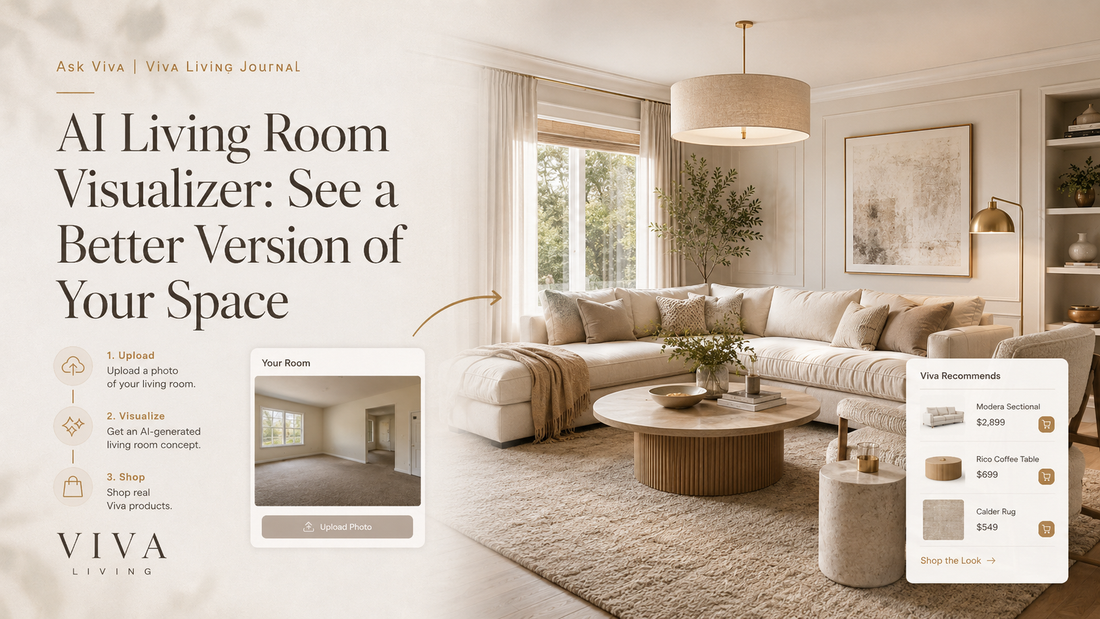 AI living room visualizer by Ask Viva for a room photo transformation