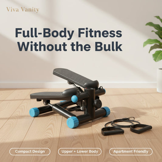 Compact mini stepper with resistance bands for home exercise
