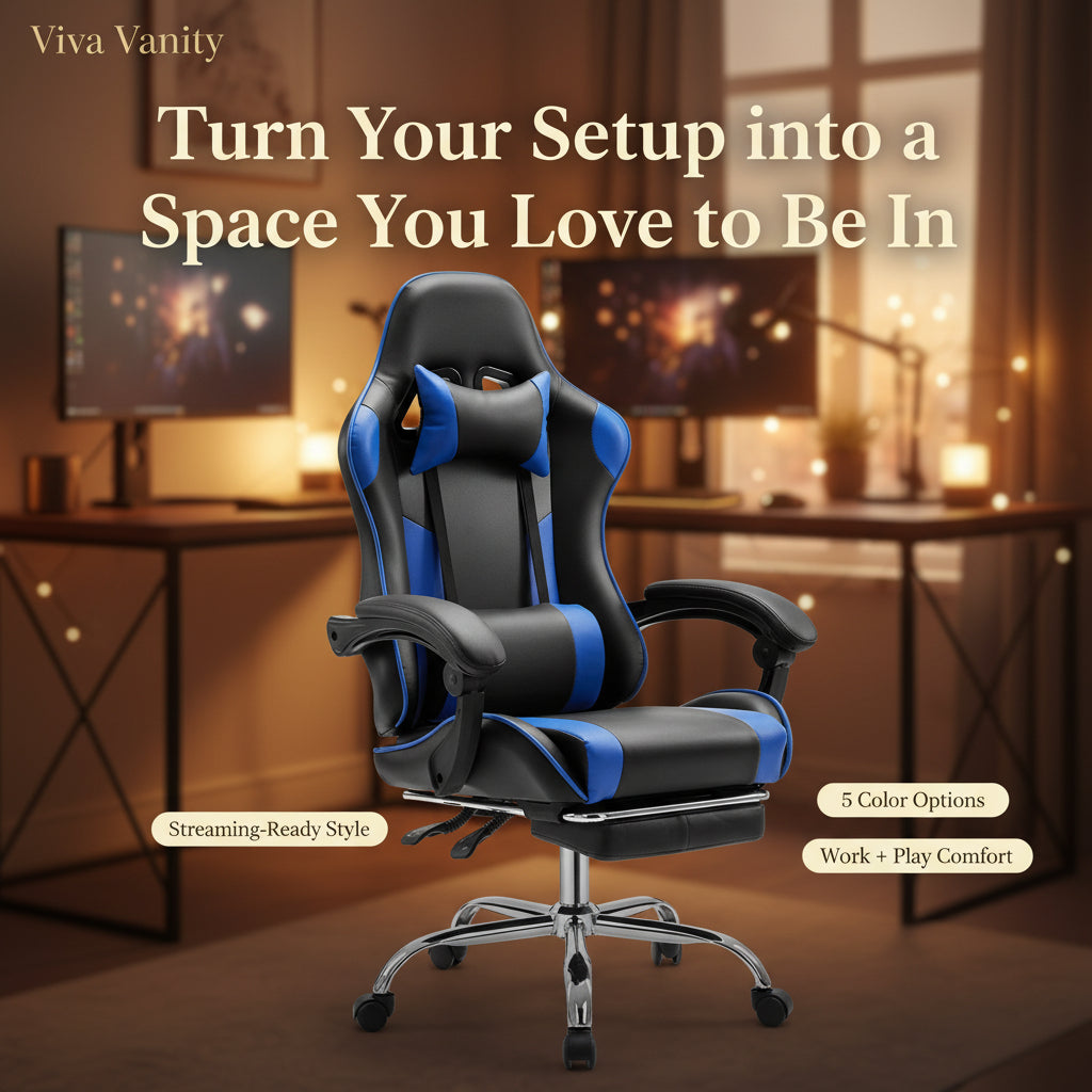 Gaming chair and room setup for a furniture planning guide