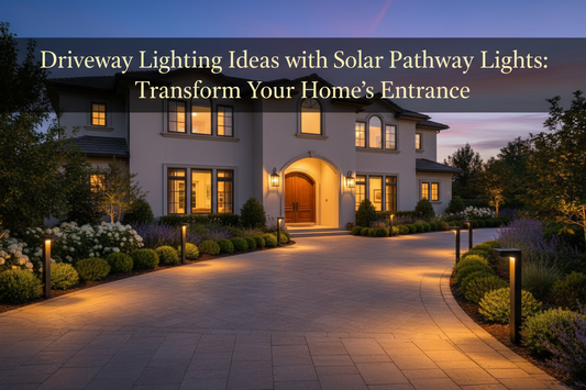Driveway edges marked with solar path lights in a clean, low-level layout