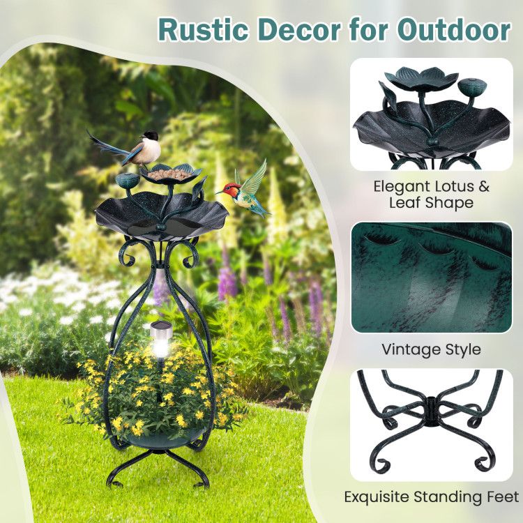 Solar bird bath with feeder and planter for an evidence-aware look at garden feeder shopping trends