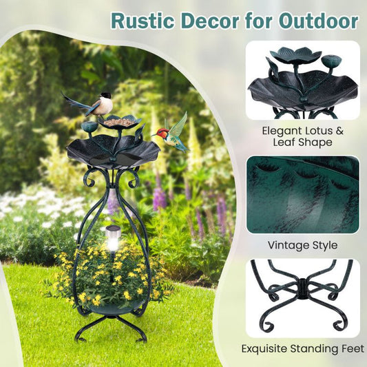 Solar bird bath with feeder and planter for an evidence-aware look at garden feeder shopping trends