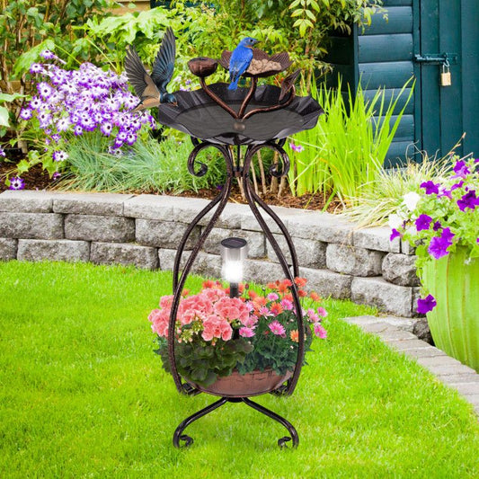 Solar bird bath with feeder and planter for frequently asked questions about specs and care
