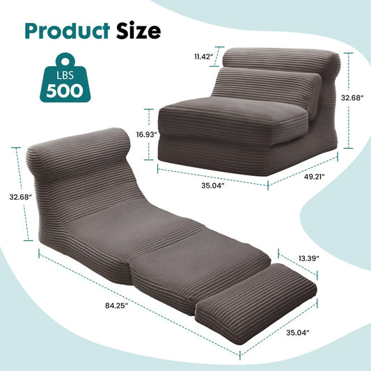 Convertible sleeper chair shown for comparison with a traditional sleeper sofa