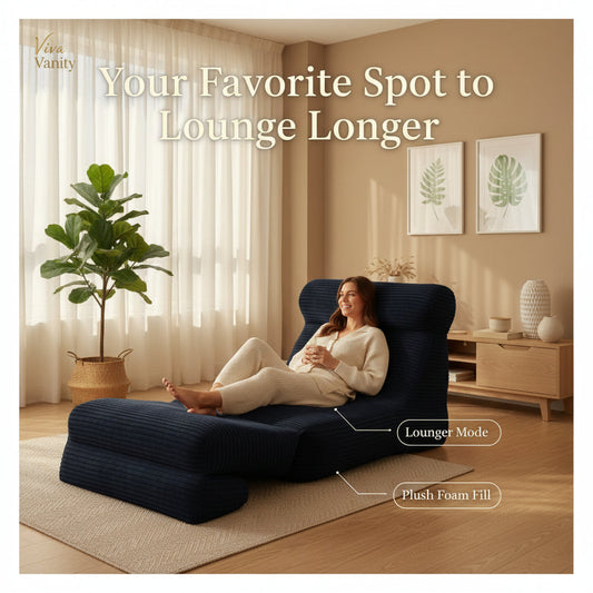 White 3-in-1 corduroy sleeper chair shown as one current Viva sofa-bed format for small spaces